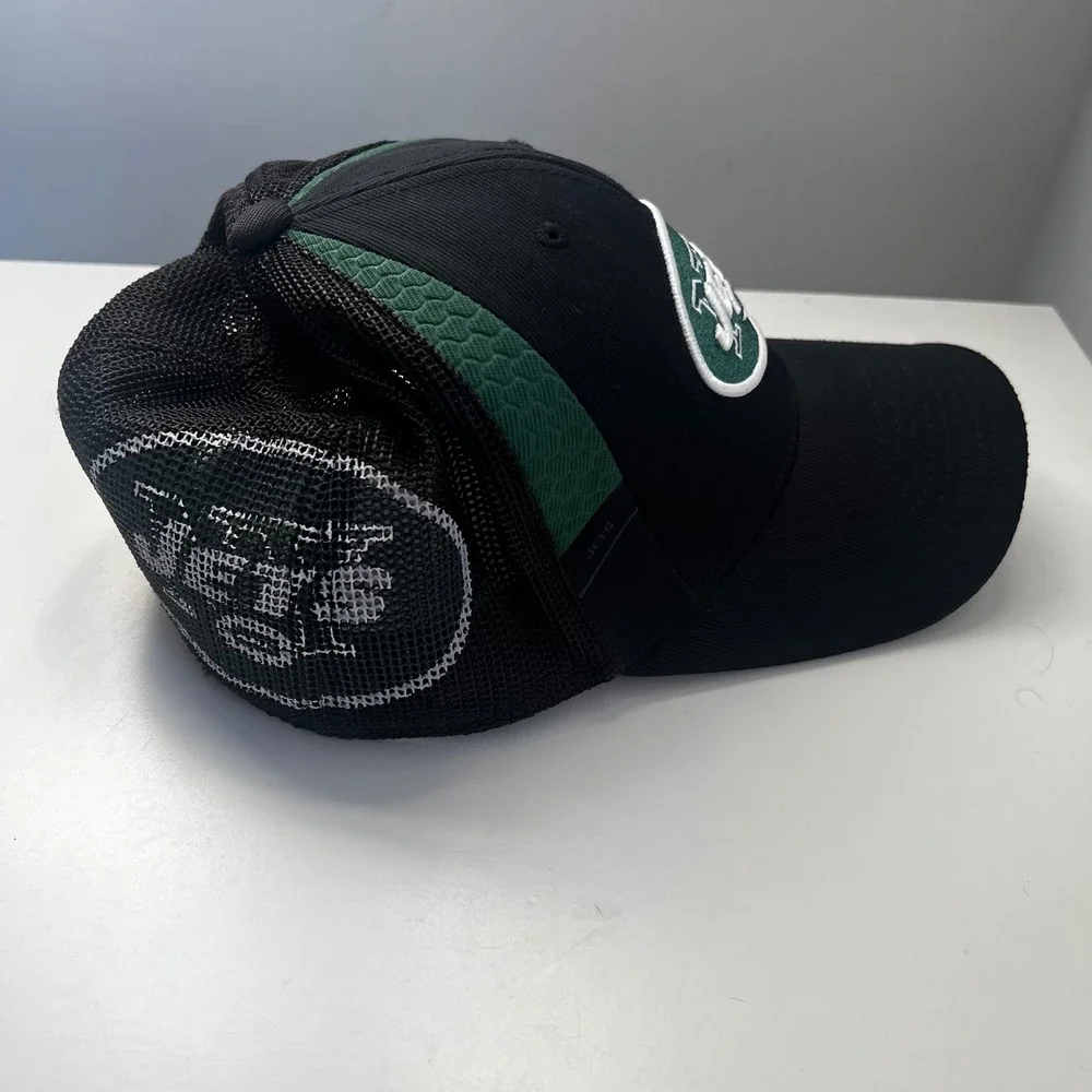 Reebok New York Jets NFL Trucker Hat Black Green Mesh Back Cap